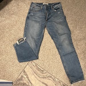 Abercrombie “mom” high rise skinny jeans-fit is more straight than skinny